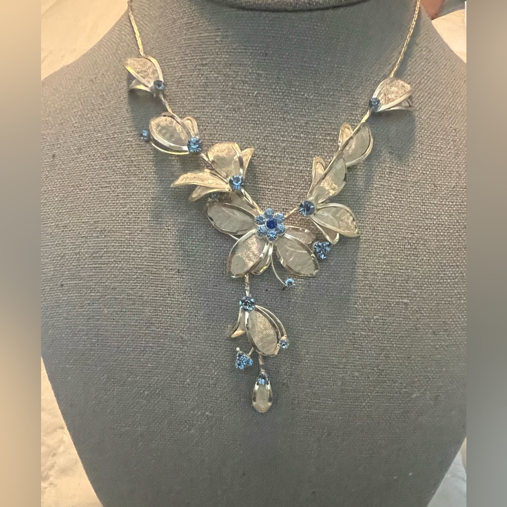 Vintage Signed Christina Collection Crystal Floral Crystal Necklace